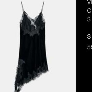 Zara Black Lace-Trim Slip Mini Dress